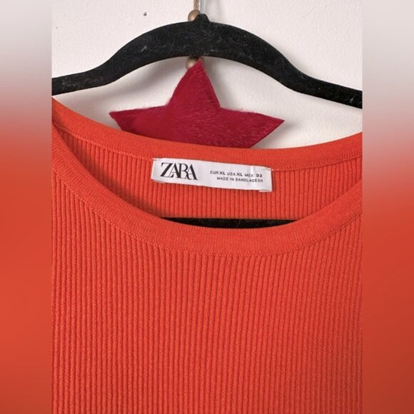 Zara Orange Knit Crop Top XL - Picture 2 of 4